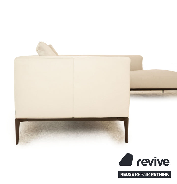 Walter Knoll Jaan Living Leather Corner Sofa Recamiere Right Cream Gray Sofa Couch