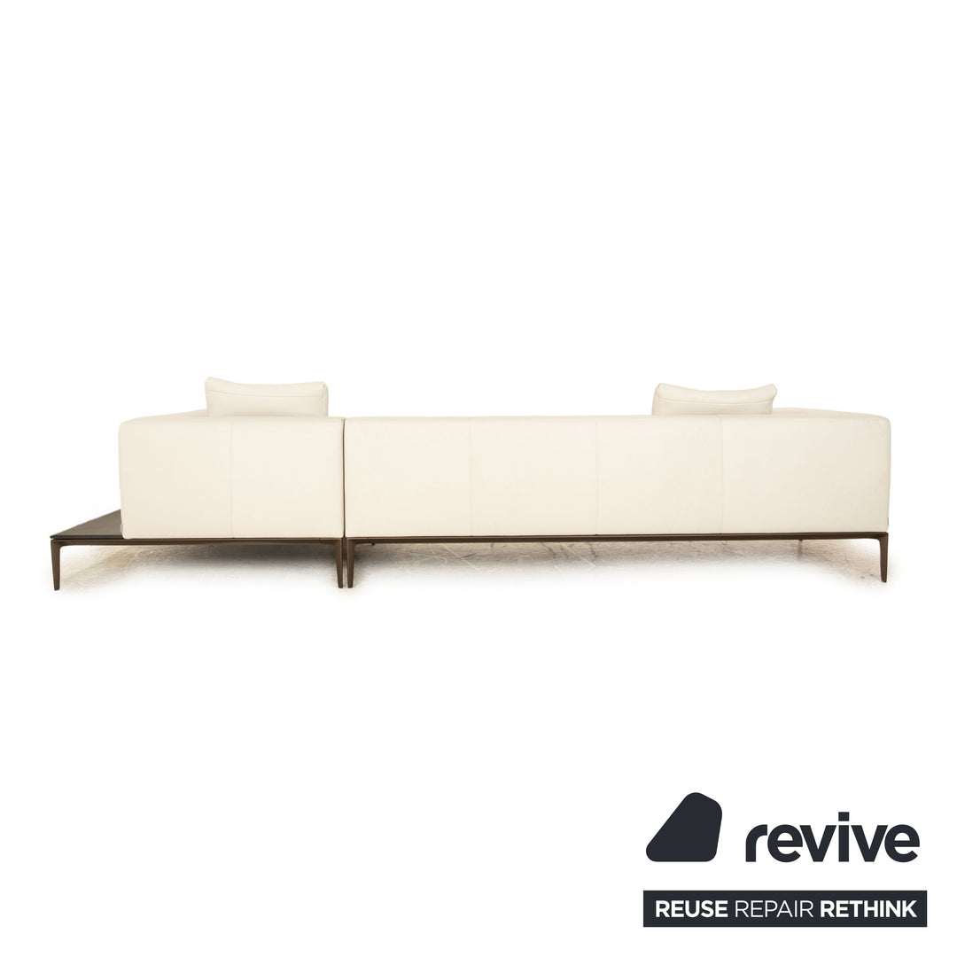 Walter Knoll Jaan Living Leather Corner Sofa Recamiere Right Cream Gray Sofa Couch