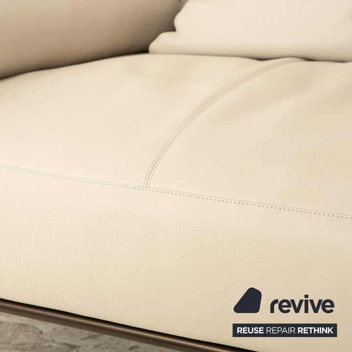 Walter Knoll Jaan Living Leather Corner Sofa Recamiere Right Cream Gray Sofa Couch