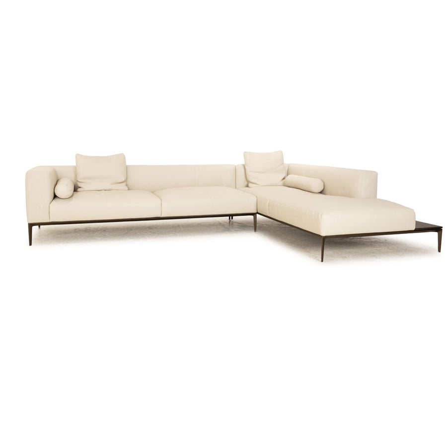Walter Knoll Jaan Living Leather Corner Sofa Recamiere Right Cream Gray Sofa Couch