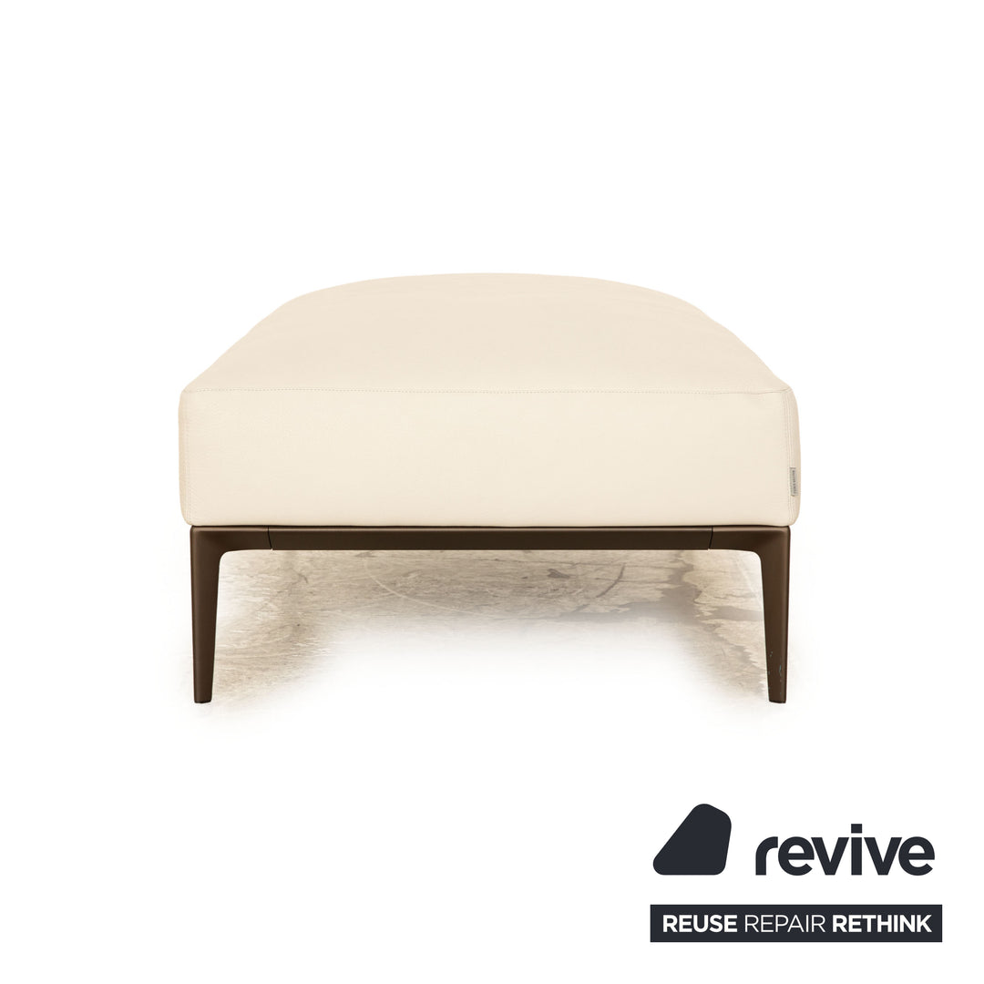 Walter Knoll Jaan Living Leather Stool Cream Gray
