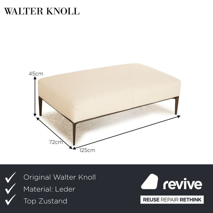 Walter Knoll Jaan Living Leather Stool Cream Gray