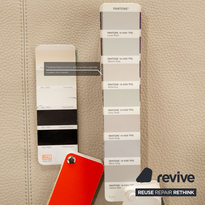 Walter Knoll Jaan Living Leather Stool Cream Gray