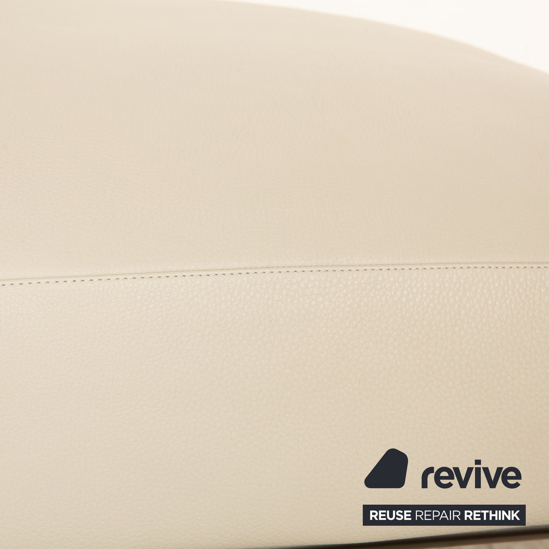 Walter Knoll Jaan Living Leather Stool Cream Gray