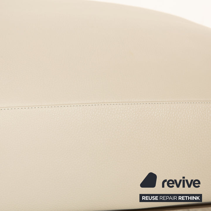 Walter Knoll Jaan Living Leather Stool Cream Gray