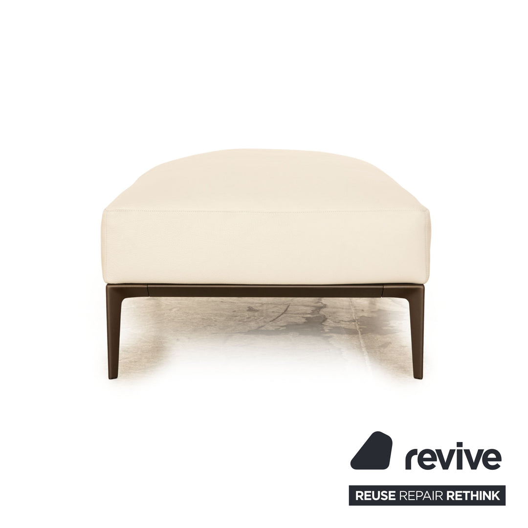 Walter Knoll Jaan Living Leather Stool Cream Gray