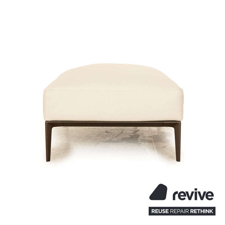 Walter Knoll Jaan Living Leather Stool Cream Gray