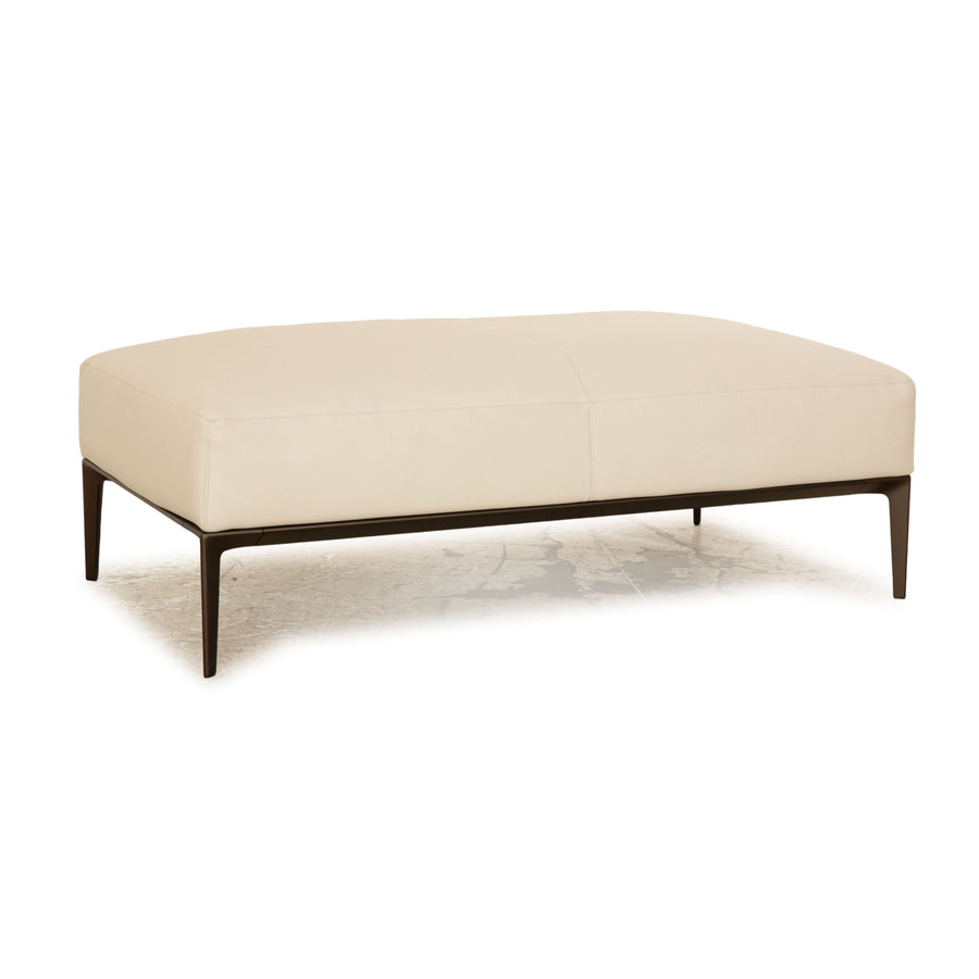Walter Knoll Jaan Living Leather Stool Cream Gray