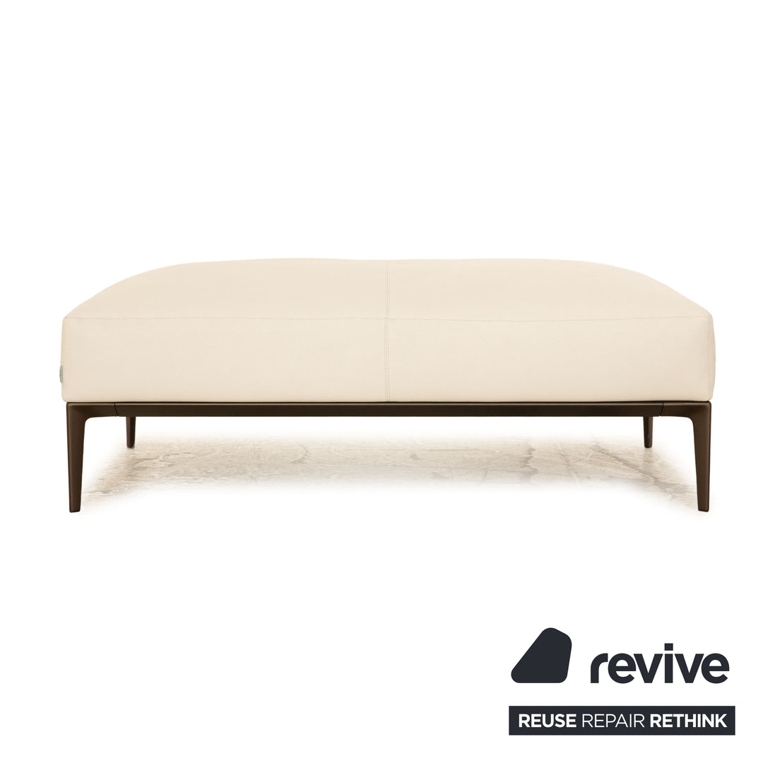 Walter Knoll Jaan Living Leather Stool Cream Gray