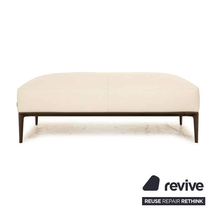 Walter Knoll Jaan Living Leather Stool Cream Gray