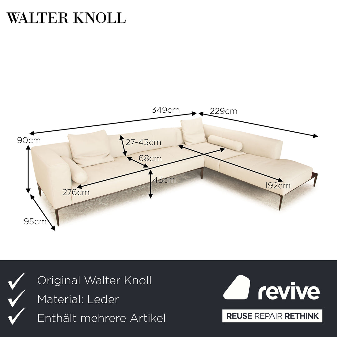 Walter Knoll Jaan Living leather sofa set cream corner sofa chaise longue right couch