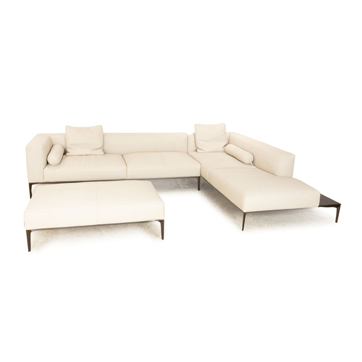 Walter Knoll Jaan Living leather sofa set cream corner sofa chaise longue right couch