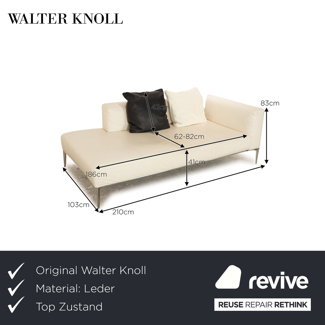 Walter Knoll Jaan Living Leather Two-Seater Daybed Cream White Sofa Couch