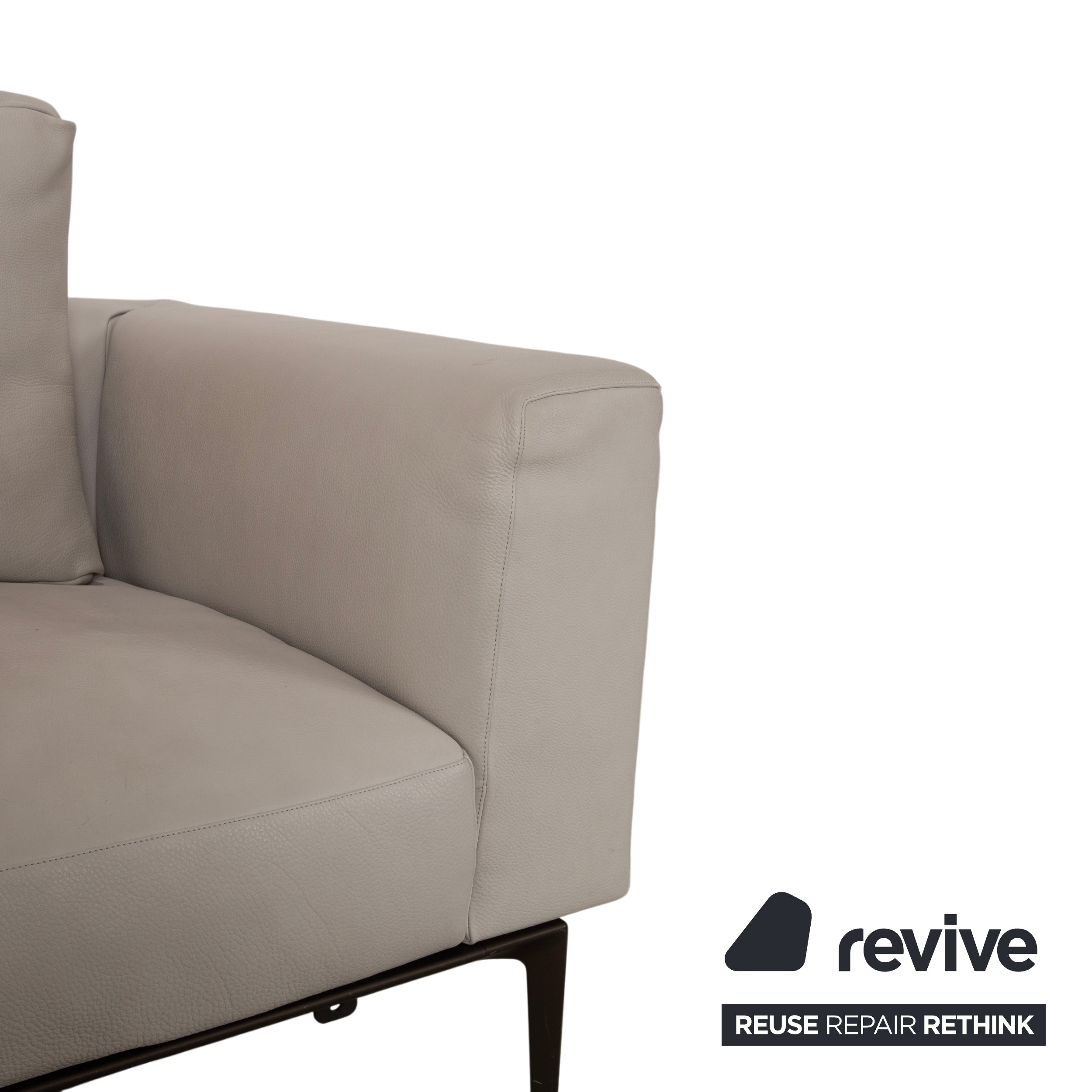 Walter Knoll Jaan Living Leder Zweisitzer Grau Creme Sofa Couch