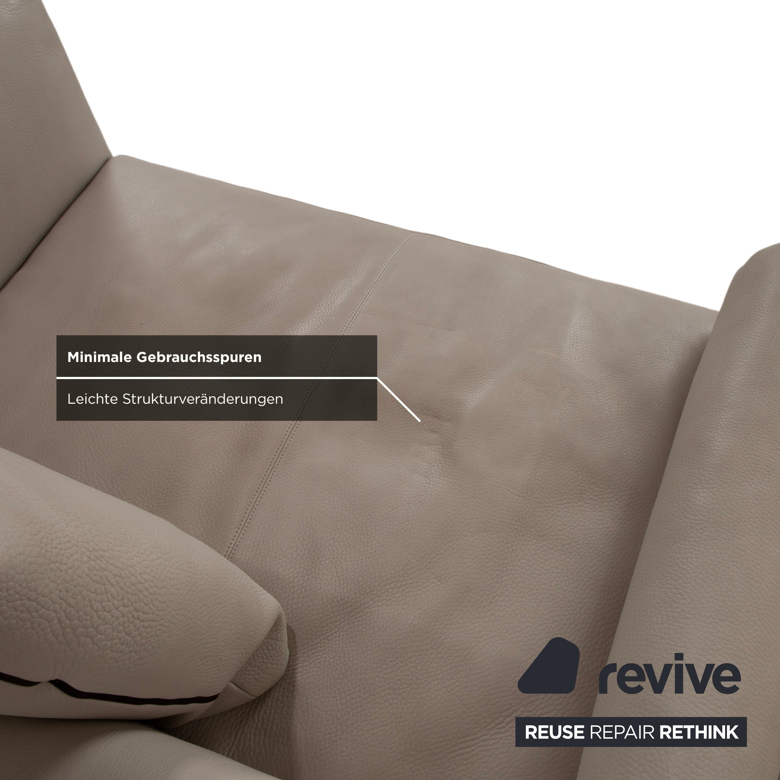 Walter Knoll Jaan Living Leder Zweisitzer Grau Creme Sofa Couch