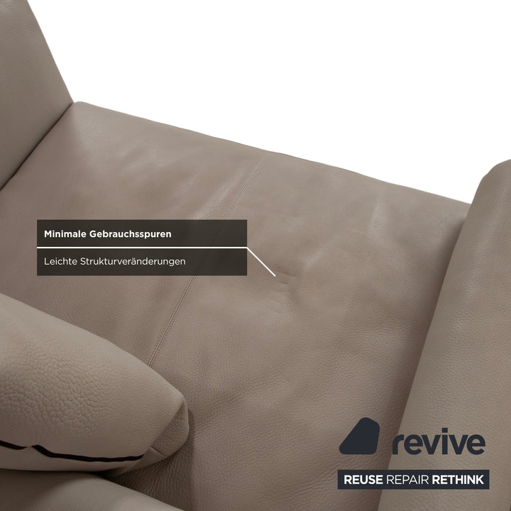 Walter Knoll Jaan Living Leather Two-Seater Gray Cream Sofa