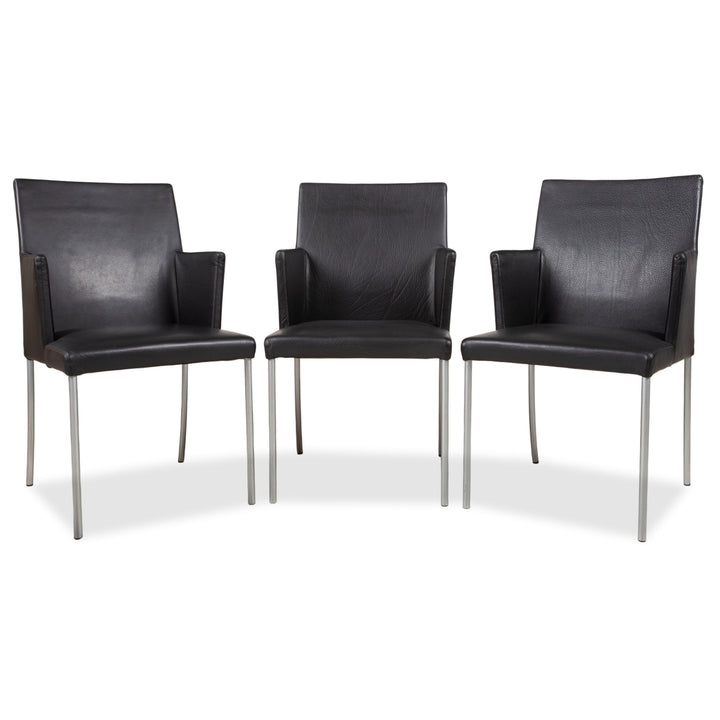 Walter Knoll Jason 3er Stuhl Garnitur Leder Schwarz