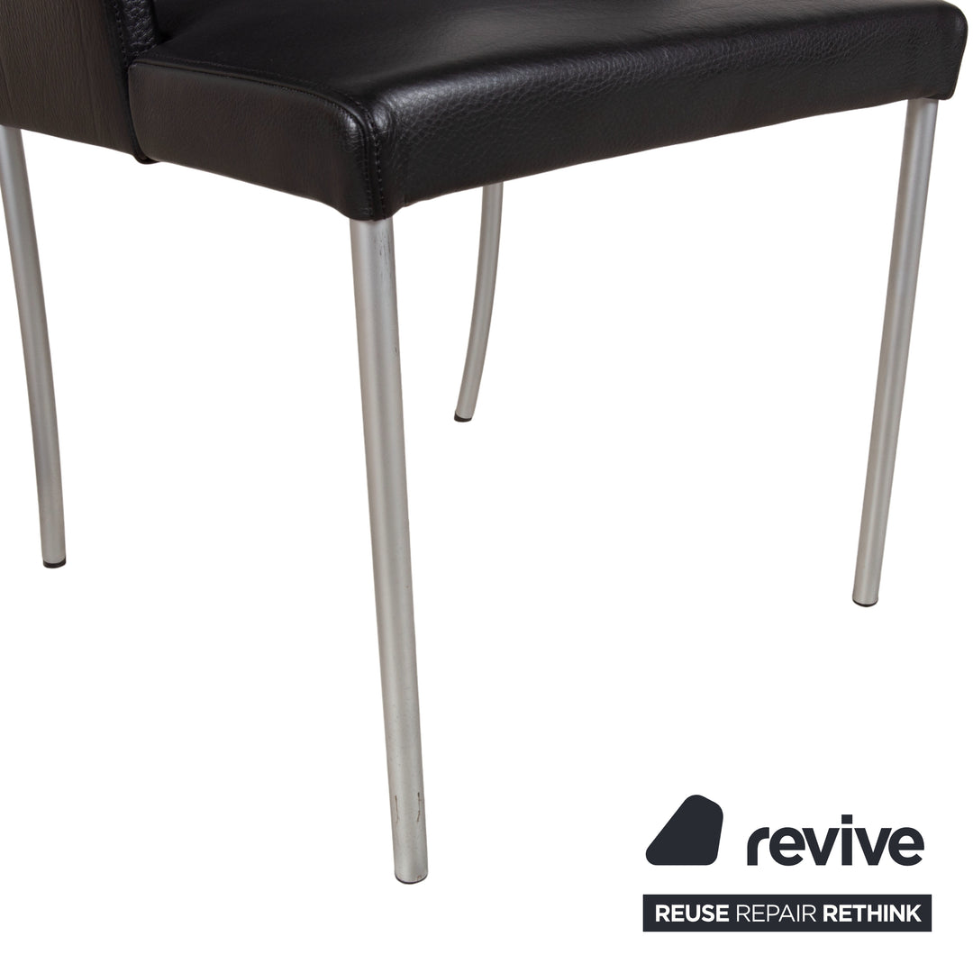 Walter Knoll Jason 3er Stuhl Garnitur Leder Schwarz