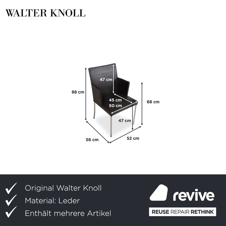 Walter Knoll Jason 3er Stuhl Garnitur Leder Schwarz