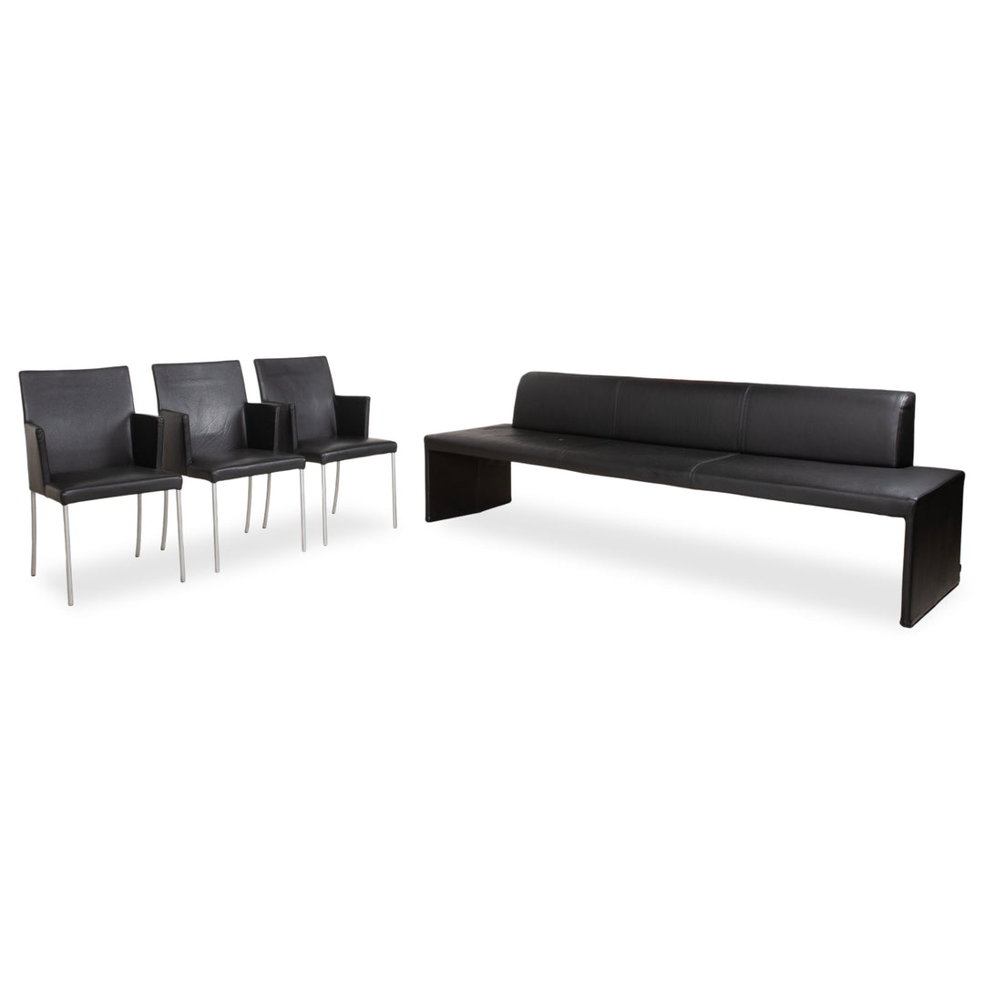 Walter Knoll Jason 3x chaise avec banc Together Banc Cuir Noir