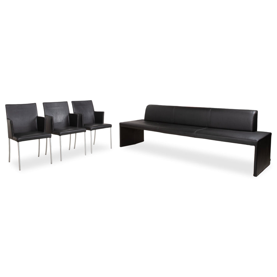 Walter Knoll Jason 3x chaise avec banc Together Banc Cuir Noir