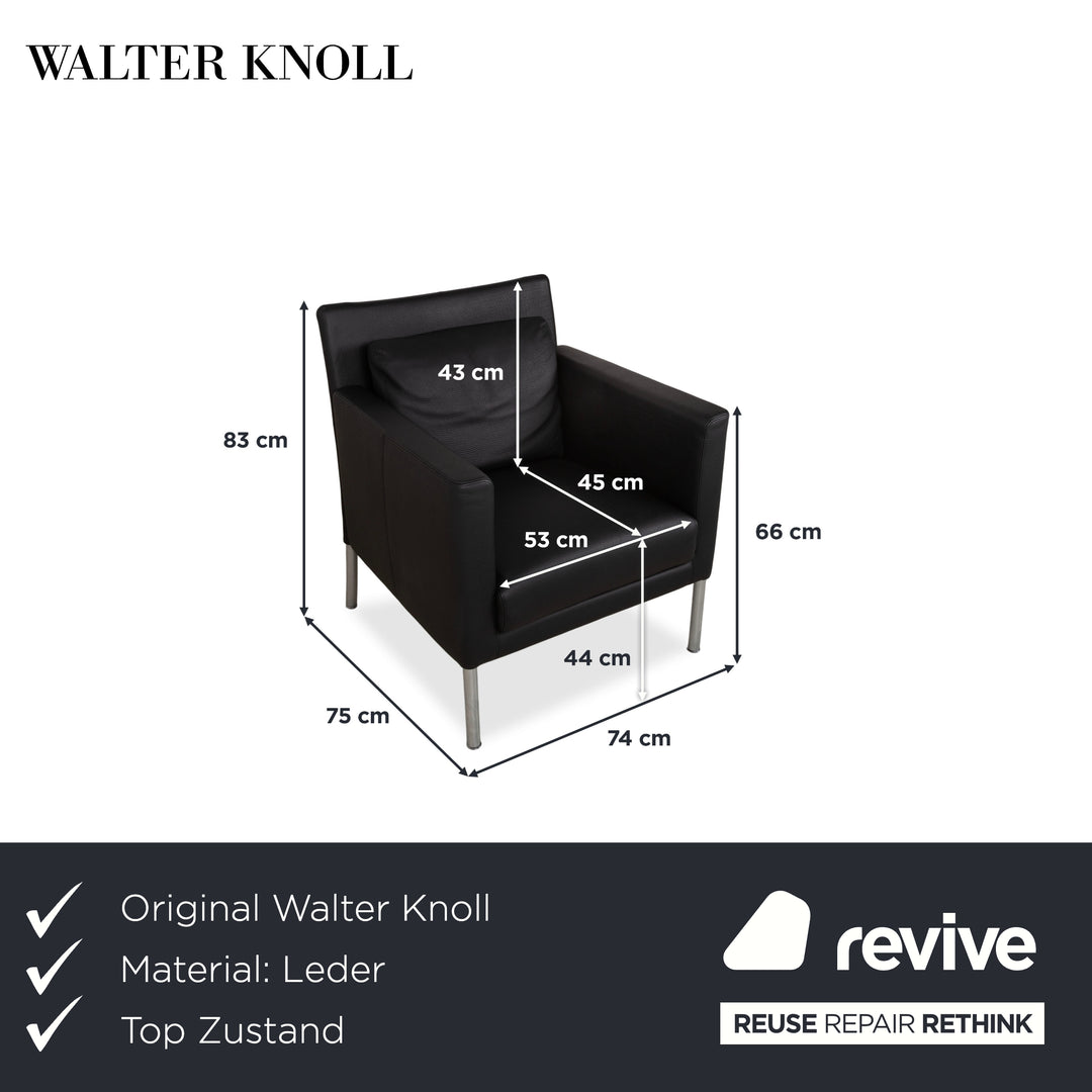 Walter Knoll Jason Leder Sessel Schwarz Nappa Leder Gestell Metall