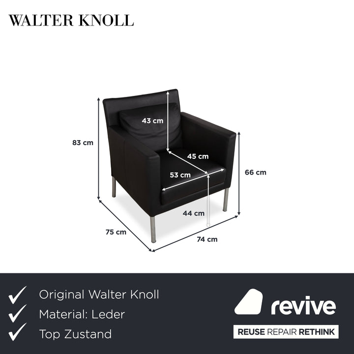 Walter Knoll Jason Leder Sessel Schwarz Nappa Leder Gestell Metall