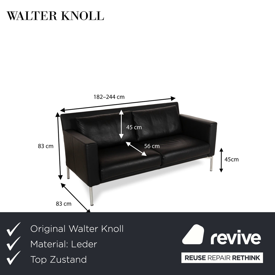 Walter Knoll Jason Leather Two Seater Black Manual Function Sofa Couch