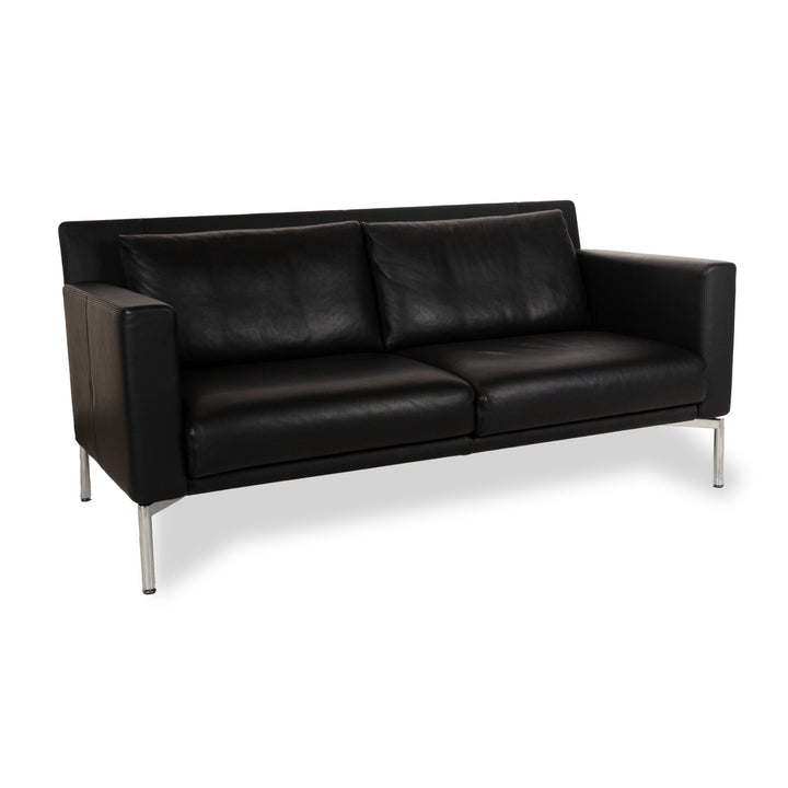 Walter Knoll Jason Leather Two Seater Black Manual Function Sofa Couch