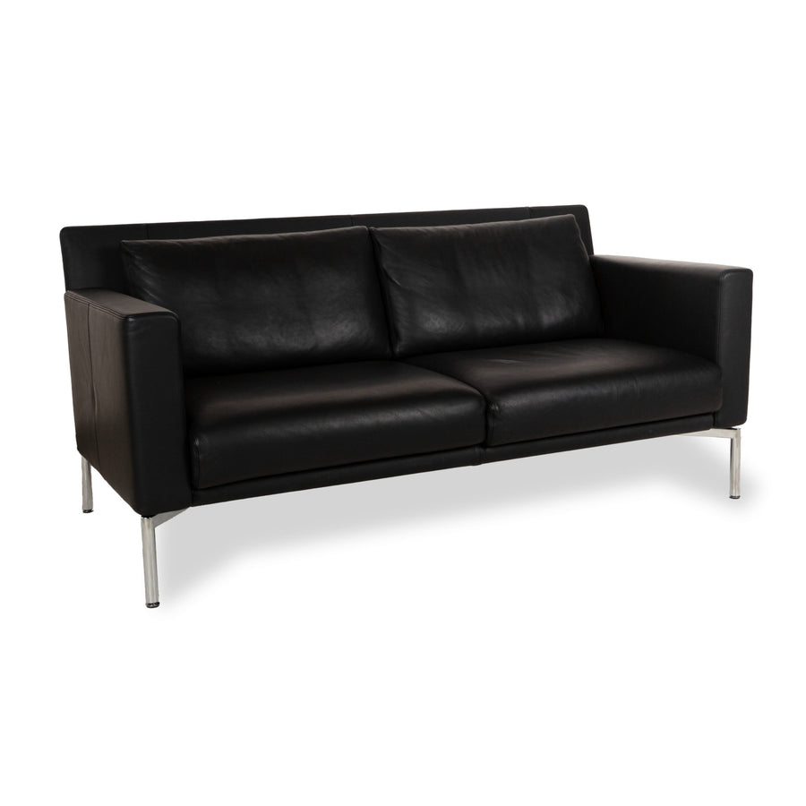 Walter Knoll Jason Leather Two Seater Black Manual Function Sofa Couch