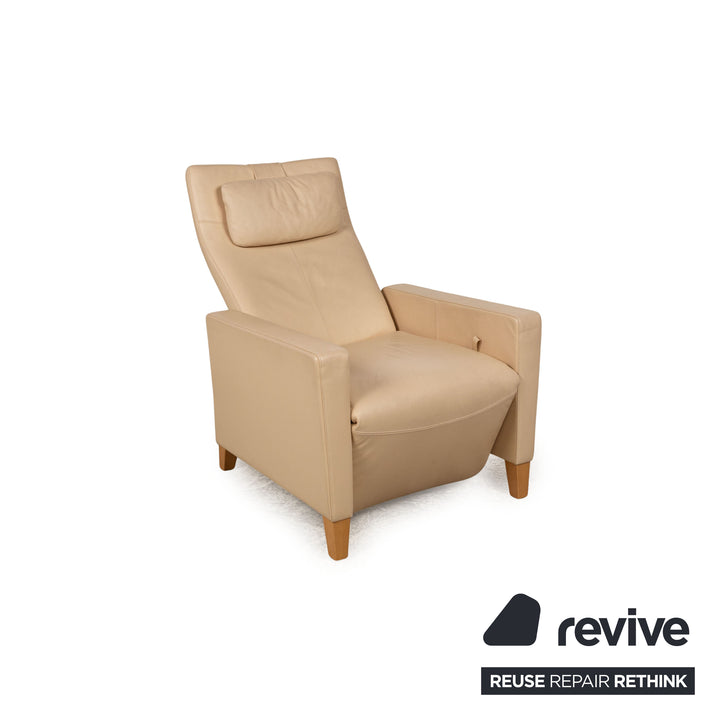 Fauteuil en cuir Walter Knoll beige fonction manuelle