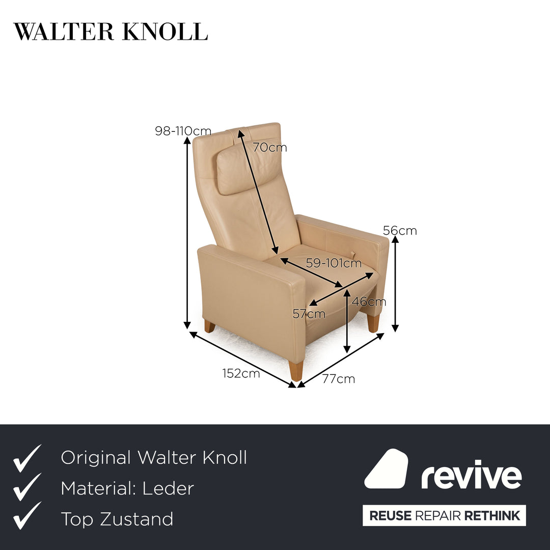 Walter Knoll Leder Sessel Beige manuelle Funktion