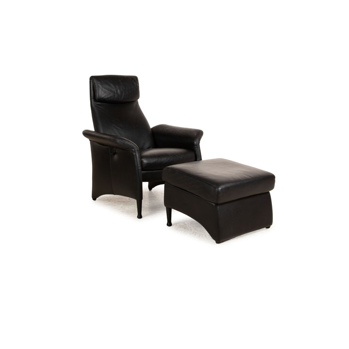 Walter Knoll leather armchair including stool black manual function