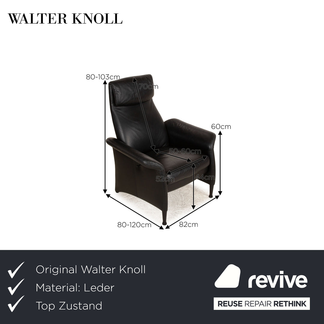 Walter Knoll Leder Sessel inkl. Hocker Schwarz manuelle Funktion