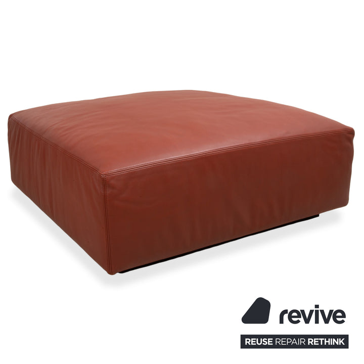 Walter Knoll Living Landscape 755 Canapé d'angle en cuir avec pouf rouge terracotta