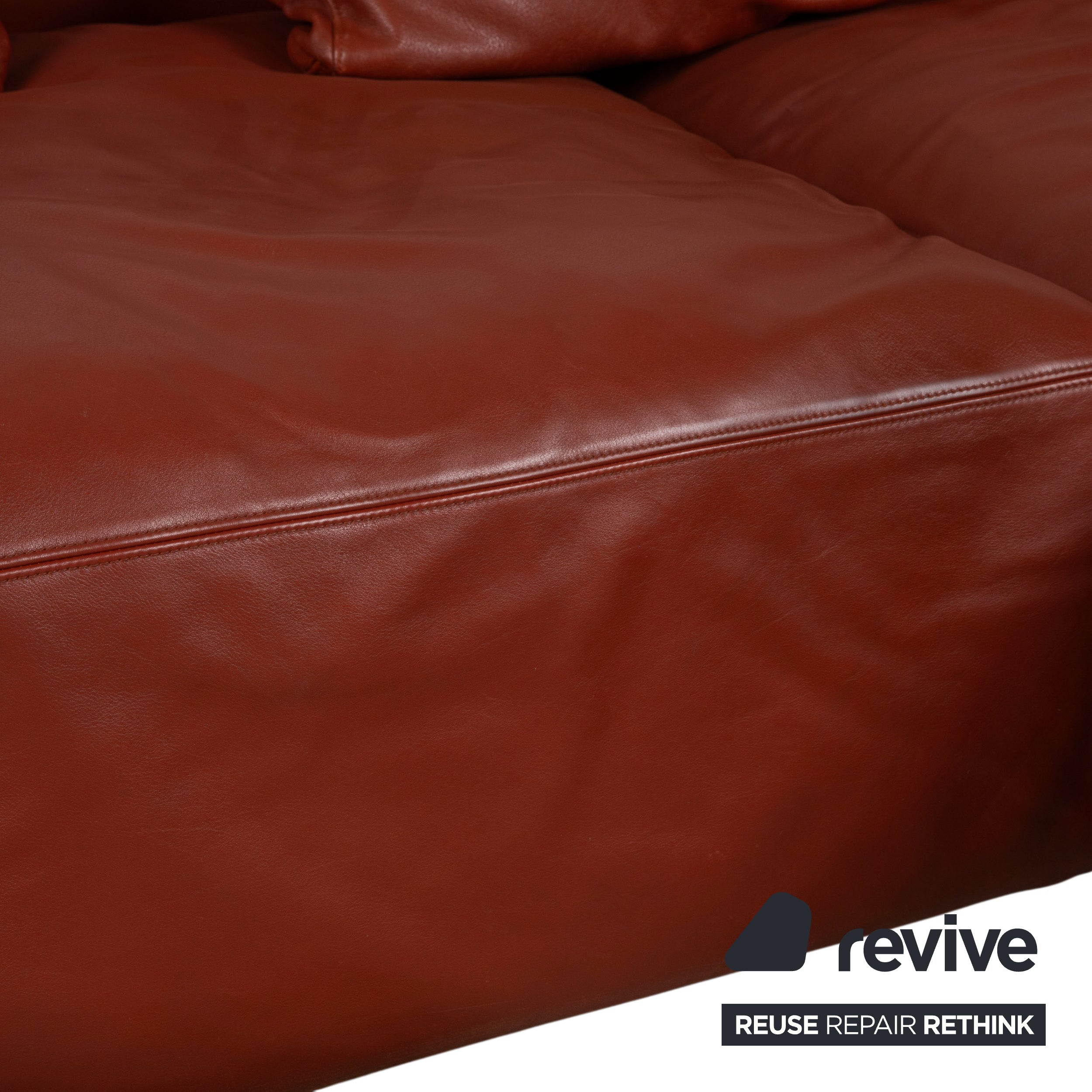 Walter Knoll Living Landscape 755 Garnitur Leder Ecksofa Hocker Rot Terracotta Sofa Couch