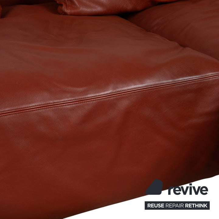 Walter Knoll Living Landscape 755 Canapé d'angle en cuir avec pouf rouge terracotta