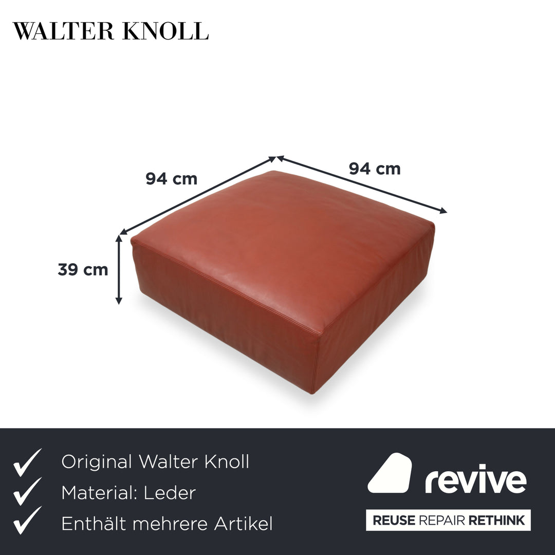 Walter Knoll Living Landscape 755 Canapé d'angle en cuir avec pouf rouge terracotta