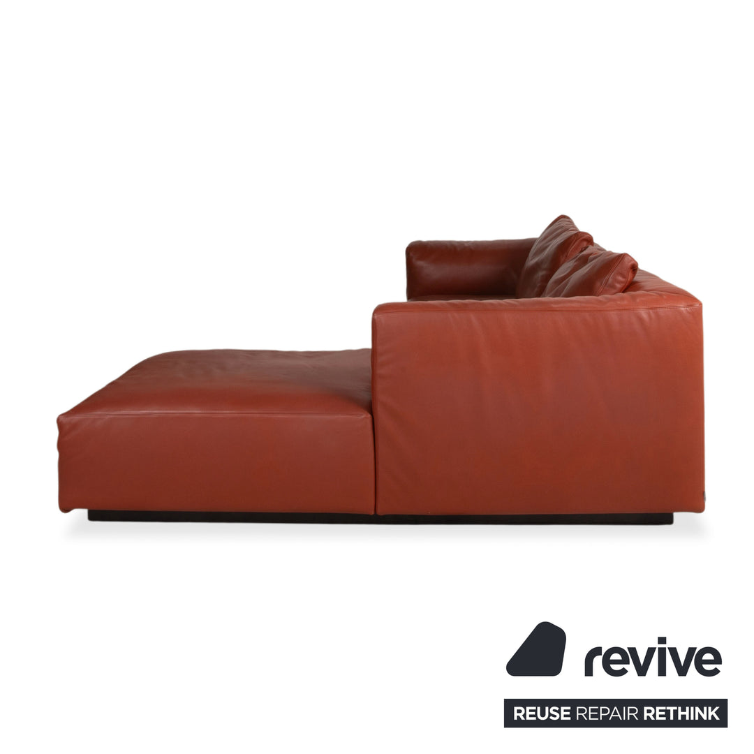 Walter Knoll Living Landscape 755 Canapé d'angle en cuir avec pouf rouge terracotta