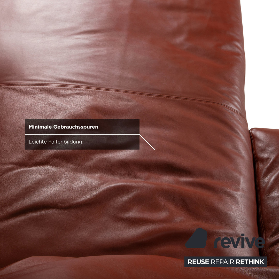 Walter Knoll Living Landscape 755 Canapé d'angle en cuir avec pouf rouge terracotta