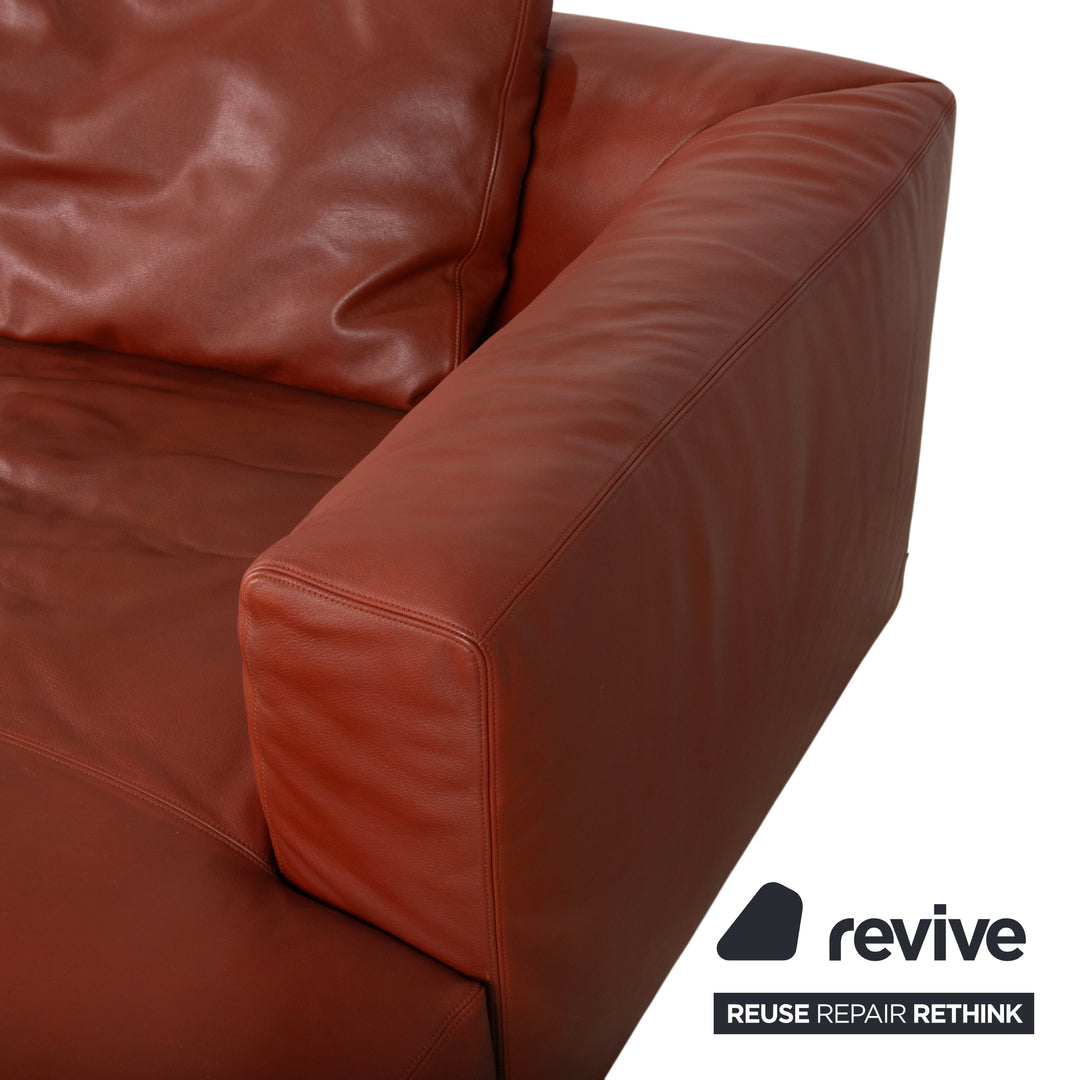 Walter Knoll Living Landscape 755 Canapé d'angle en cuir avec pouf rouge terracotta
