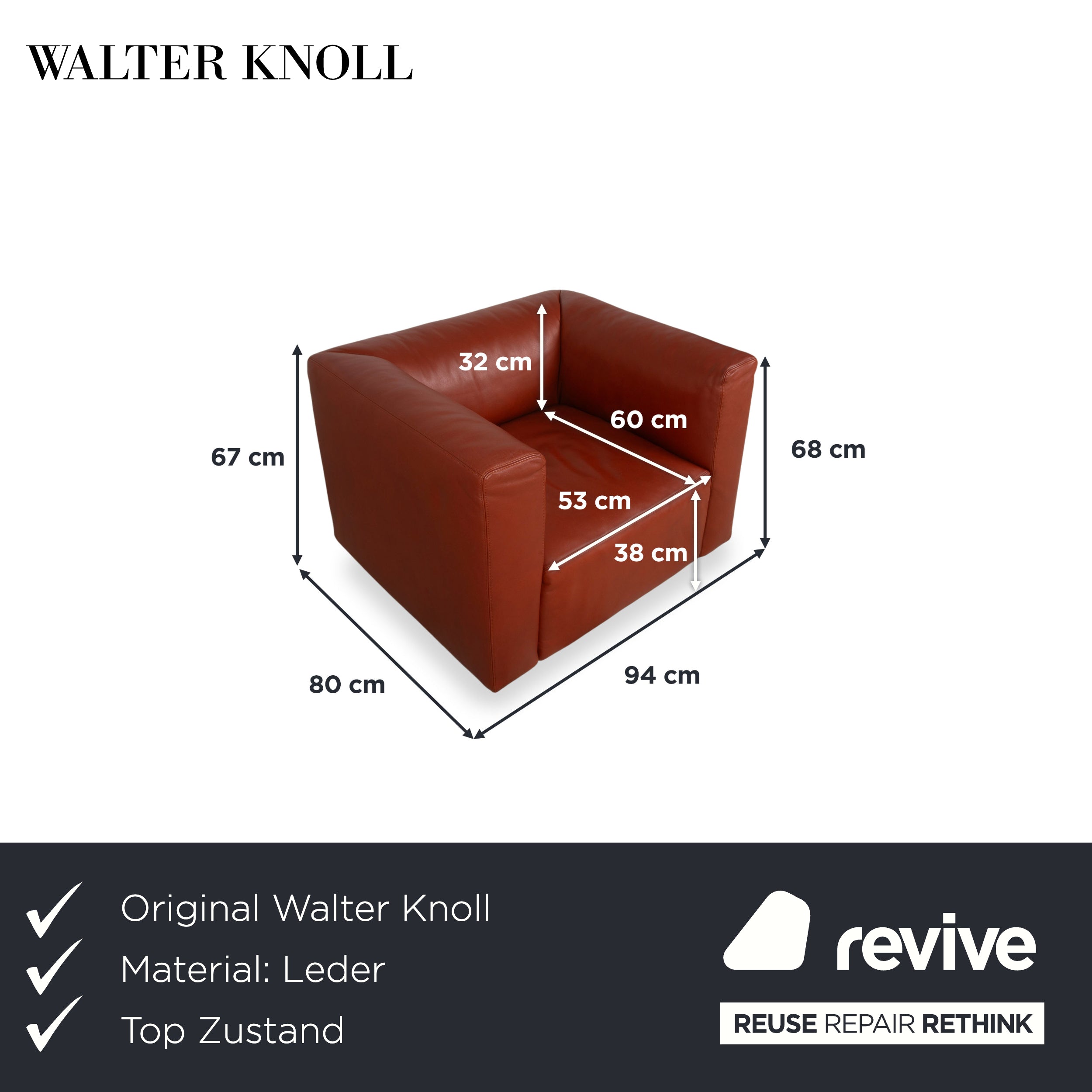 Walter Knoll Living Landscape 755 Leder Sessel Rot Terracotta