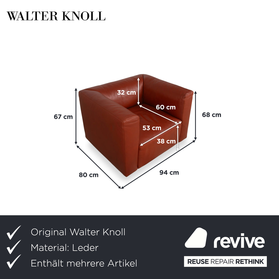 Walter Knoll Living Landscape Garnitur 3x 755 Leder Sessel Rot Terracotta