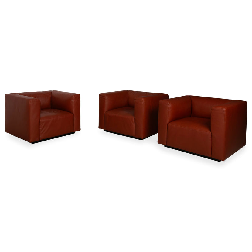 Walter Knoll Living Landscape Garnitur 3x 755 Leder Sessel Rot Terracotta