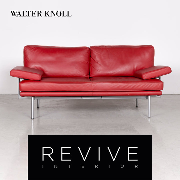 Walter Knoll Living Platform Designer Leather Sofa Red by EOOS Design Real Leather Two-Seater Couch #7070