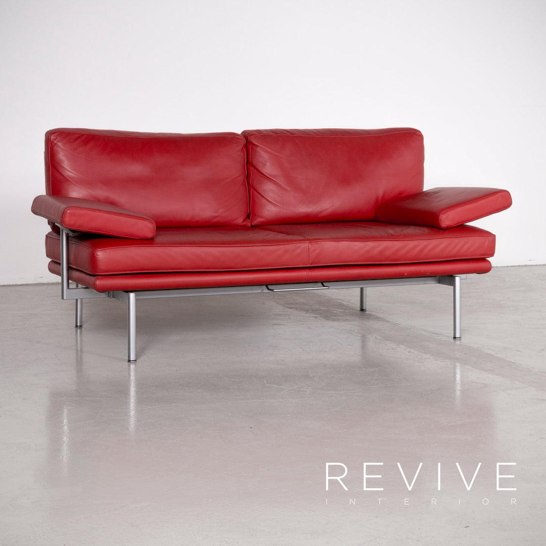 Walter Knoll Living Platform Designer Leather Sofa Red by EOOS Design Real Leather Two-Seater Couch #7070