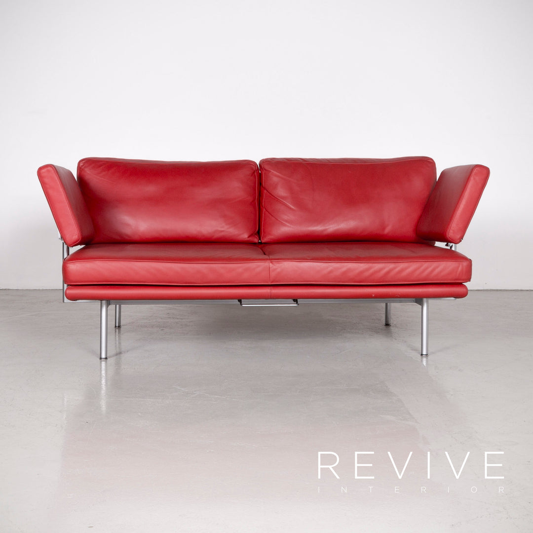 Walter Knoll Living Platform Designer Leather Sofa Red by EOOS Design Real Leather Two-Seater Couch #7070