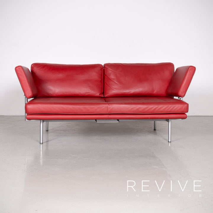 Walter Knoll Living Platform Designer Leather Sofa Red by EOOS Design Real Leather Two-Seater Couch #7070