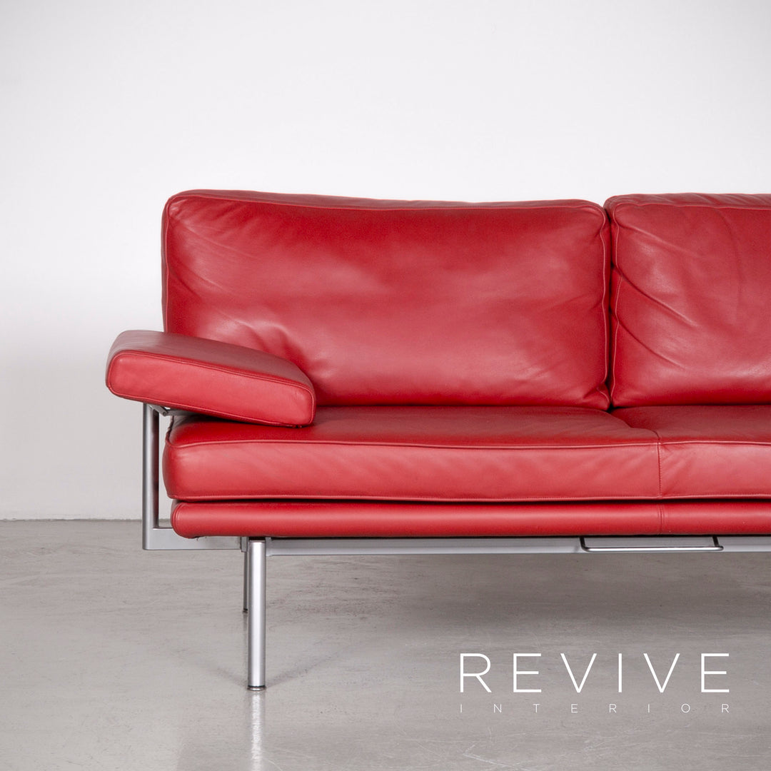 Walter Knoll Living Platform Designer Leather Sofa Red by EOOS Design Real Leather Two-Seater Couch #7070