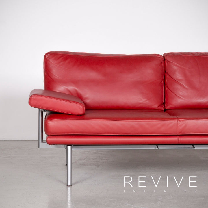 Walter Knoll Living Platform Designer Leather Sofa Red by EOOS Design Real Leather Two-Seater Couch #7070